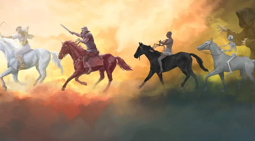 Illustration des 4 cavaliers de l’Apocalypse de John Gottman appliqués à la thérapie de couple : critique, mépris, défensive, retrait.